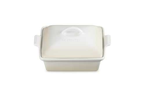 Le Creuset Stoneware Heritage - Cacerola cuadrada poco profunda, 2 cuartos (9 pulgadas), merengue