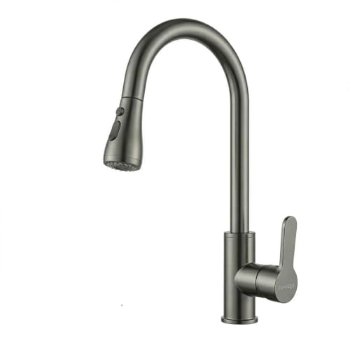Image of EVANEX Pull Out Kitchen Faucet 304 Stainless Steel Kitchen Faucet 360 Degree Rotating Kitchen Tap for Sink Deck Mounted Kitchen Sink Tap Flexible