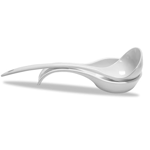 Reston Lloyd Kitchen Counter Utensil Spoon Rest, Ladles, Spaghetti Forks, & Spatulas, Durable BPA-Free Plastic – Dishwasher Safe, Décor, Space Saving Hanging Hole on Handle, White - Thumbnail 3