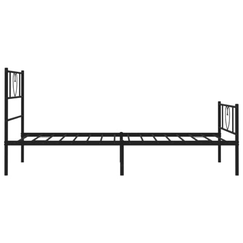 vidaXL Bettgestell, Bettrahmen mit Kopfteil Fußteil, Metallbett Bett mit Lattenrost, Einzelbett Gästebett Schlafzimmer, Metall Schwarz 90x200cm – Bild 7