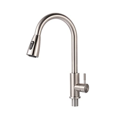 Mitigeur évier de cuisine en acier inoxydable durable avec douchette extractible silver - 2