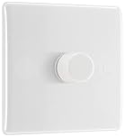 BG Electrical Intelligent Single Wall Dimmer Switch, 2 Way, Round Edge, Nexus 800 Series, White Moulded, 200W, 881