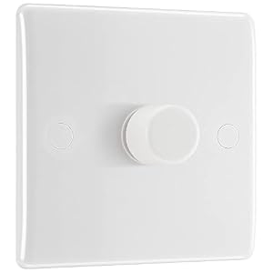 BG Electrical Intelligent Single Wall Dimmer Switch, 2 Way, Round Edge, Nexus 800 Series, White Moulded, 200W, 881