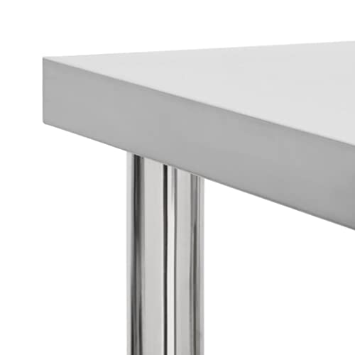 Table de travail de cuisine professionnelle avec roulettes et plan en inox