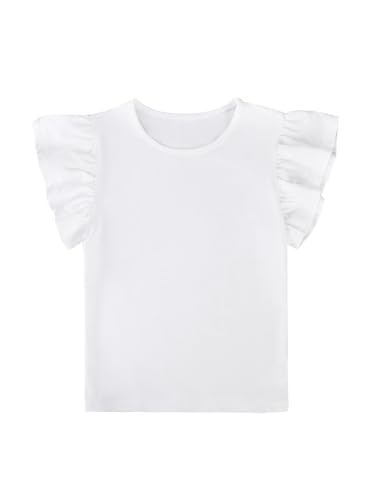 Image of Girls' Summer Shirts Cute Tops Ruffle Sleeve Crew Neck Casual Tees