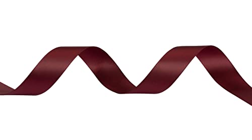Fondersy 22mmX 91M Double Faced Satin Ribbon Burgundy Polyester Ribbon for Gift Wrapping Wedding Decoration Floral Arrangement Crafts - Image 3