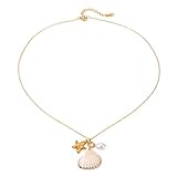 Collier neutre pour femme Série marine française Accessoires de perles Mode européenne et américaine Collier coquillage étoile de mer tout-assorti Ornement Grossiste bijoux rétro européens américains