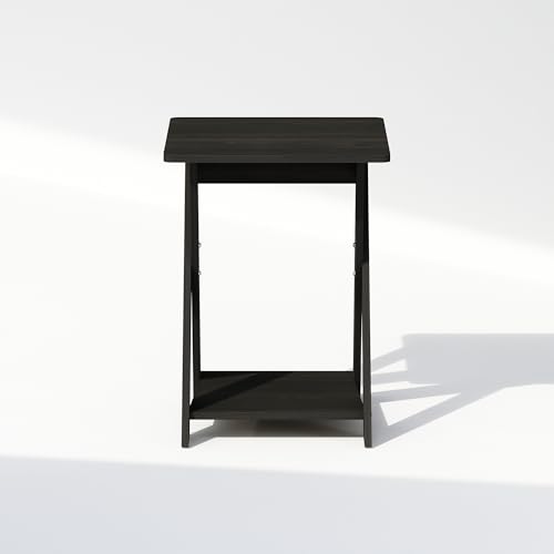 Image of Furinno TIDUR Night Stand, Open Shelf Design X-Legs Nightstand, Criss-Crossed Bedside Table, End Table, Side Table, for Bedroom, Living Room, Espresso