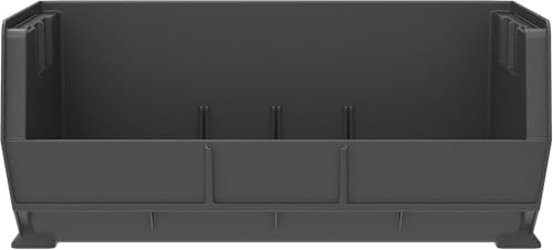Akro-Mils 30250 AkroBins Plastic Storage Bins, Space-Saving Stackable Bins for Garage, Pantry, Craft Organization, 15" x 16" x 7", Black, 6-Pack