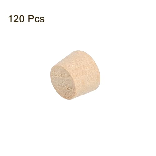 Image of uxcell 120Pcs Wood Button Plugs, 8.5mm /0.33 inch Flat Head Hardwood Screw Hole Plug Wooden Caps Buttons Wood Plug for Furniture Woodworking Craft Decor (10mm x 8.5mm)