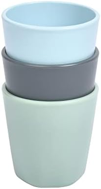 Tiny Twinkle Tableware 3 Pack Dish Set- BPA-Free Cups, Plates and Bowls Sets For Kids and Toddlers - Polypropylene Plastic Dinnerware Set (Sage, Charcoal, IceBlue - Cups)