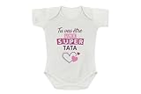 Créa03 Body 1 mois blanc 100% coton, Tu vas être une super Tata...