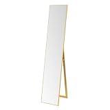 Espejo de pie de cuerpo entero con marco de madera dorado de 151x31 cm