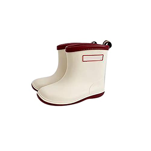 Toddler Rain Boots Baby Short Mud Rubber Boots for Kids Boys Girls Non-Slip Rubber Sole, Cotton Lining,Lightweight