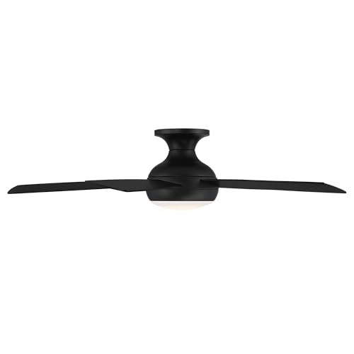 WAC Lighting F-035L-MB Odyssey Indoor or Outdoor Flushmount Smart Compatible Ceiling Fan with Remote Control 52in Blade Span Matte Black 3000K Warm White LED thumbnail 6