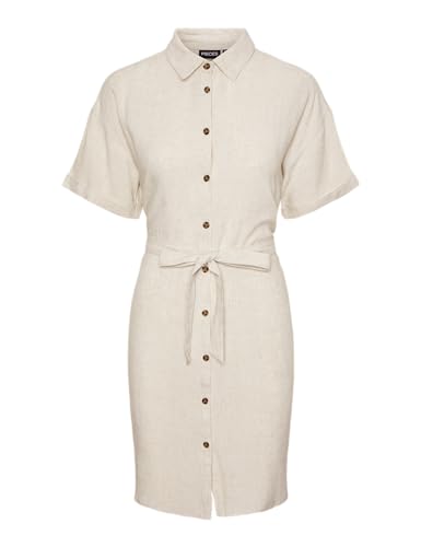 PIECES Pcvinsty SS Robe Chemise confort et coupe moderne en tissu tissé