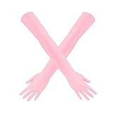 1 Pair of Long Satin Finger Gloves 1920s Opera Party Wedding Bridal Etiquette Gloves (Pink)