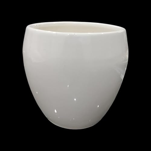 Image of Ceramic Planter Pot with Spiral Design, 17.78cm Height, White Planter Vase for Indoor Plants, Living Room Office Gardens (7 inch) Round (Apple Pot)