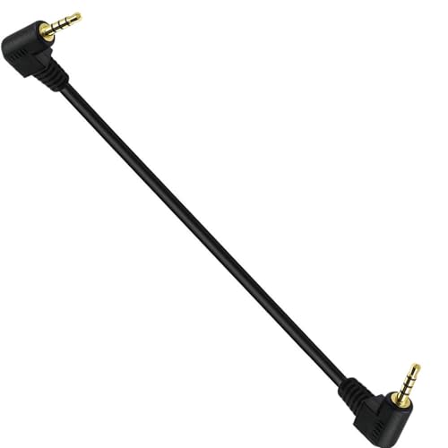 Cable de audio auxiliar Jack 3.5mm macho a macho ángulo 90° 0.8ft miniatura 1