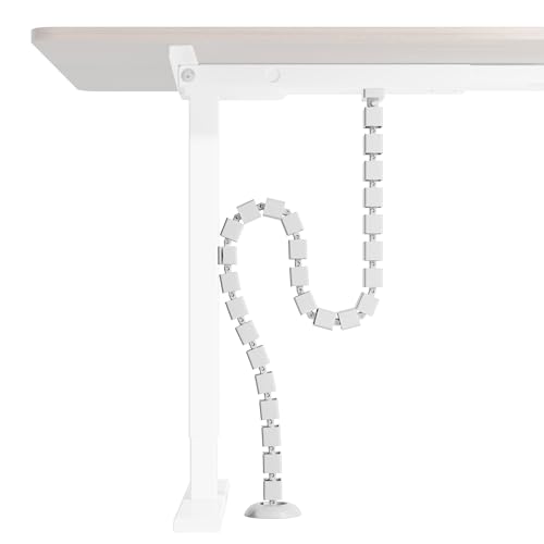 PEGZONE Under Desk Cable Management Spine – Flexible Cable Snake Organizer for Standing Desk, Tool-Free Magnetic Vertebrae Wire Management for 0.4"-2" Table, White