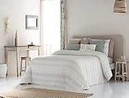 ANTILO TEXTIL - Colcha Cama 180 - Diseño Jacquard Elegante - Color Beige - 270x270 cm - Gramaje 200g/m² - Incluye 2 Fundas de Cojín Decorativo (Natura Beige)