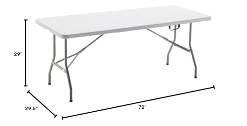 Image of BTEXPERT Plastic Folding Table 6 Ft 72 inch x 29.5 inch Heavy Duty Portable, Indoor Outdoor Picnic Camping Office Home Party Wedding Event Tailgating Easy Store White