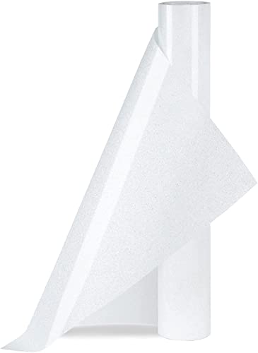 Htvvetur Glitter White Heat Transfer Vinyl - 12" X 9Ft Iron On Vinyl Htv Vinyl For Shirts, Cameo - Easy To Cut & Weed For Heat Vinyl Design (J001-9Ft) #TOP6