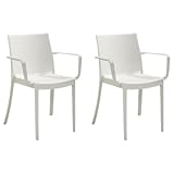 HOUSE COLLECTION, SEDIE VICTORIA CON BRACCIOLI, SEDIA MONOBLOCCO IMPILABILE IN POLIPROPILENE, BIANCA (BCA124x2)