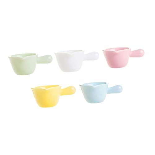 KICHOUSE 5pcs Ceramic Sauce Bowls Handle Modern Design Milk Jars for Desserts Restaurants Home