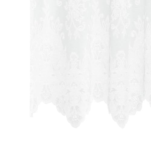 Rideau en dentelle haut de gamme polyester blanc avec rail de fixation