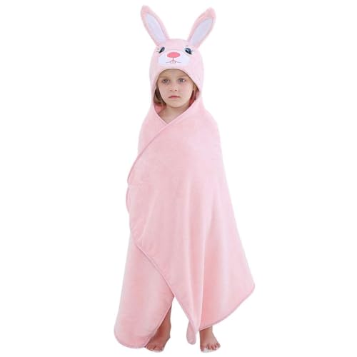 Product Image of the MICHLEY Cartoon Hooded Baby Towel Unisex, Premium Soft Swimming Bathrobe Large Washcloths 27.5' x 47' for 0-7T (Rabbit)