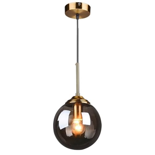 Lustre boule de verre design scandinave avec éclairage LED doux pour salle à manger