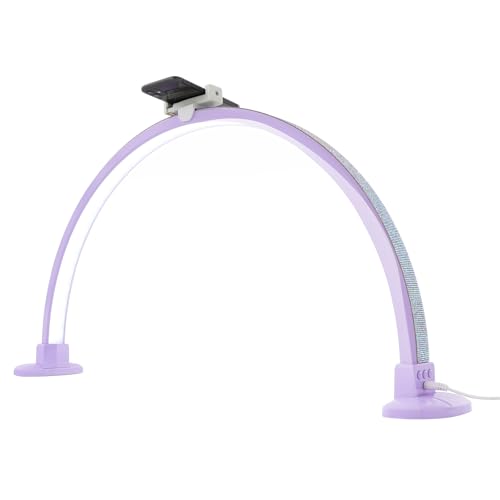 DEIGEHJRE 30" Nail Light for Desk, 48W U-Shape Half Moon Nail Table Lamp-Adjustable Brightness, Nail Desk Lamp-180° Lighting for Salon Manicurist Tattoo Crafts Sewing Work Reading Game. (Purple)