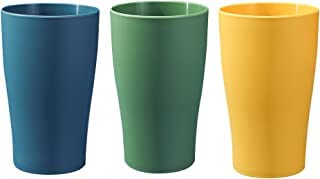Pestrema Drinking Cup 3 Pieces, Plastic Toothbrush Holder, Milk Cup 400Ml (Yellow Green Blue) #TOP22