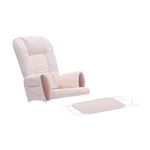 5Pcs Glider Rocker Cushions Set Velvet Glider Rocker Replacement Cushions with Side Storage Pockets, Washable Non Slip (Pink)