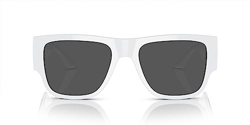 Versace Man Sunglasses White Frame, Dark Grey Lenses, 57MM4