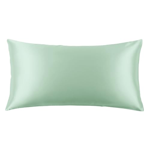 Image of THXSILK Set of 2 Silk Pillowcase for Hair and Skin, 100% Mulberry Silk Bed Pillowcase 22 Momme, Soft Breathable Silk Pillow Case with Hidden Zipper, California King 20 inchx40 inch, Turquoise Green
