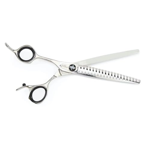 MPP Pro Quality Lefty Reversable Shears Dog Cat Grooming Weightless Left Hand 7 Inch (7 Inch Chunker Shears), Silver, PETP7582
