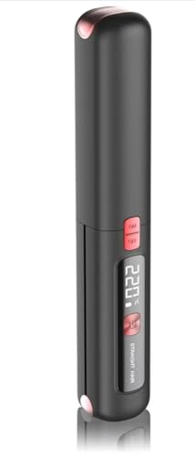 Cordless Hair Straightener and Curler 2 in 1 Mini Lightweight and Small USB Rechargeable with 4500mAh Battery 10s Fast Heating Portable Ceramic Flat Iron for Travel (Black)