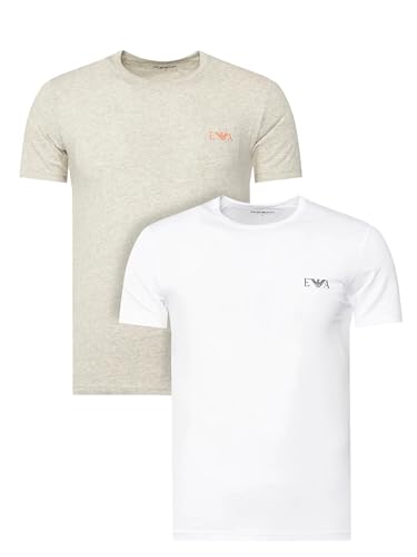 EMPORIO ARMANI Lot de 2 t-Shirts à col Rond Bold Monogram pour Homme, Blanc, Taille XL