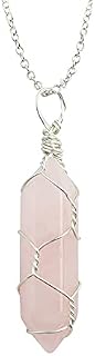 MADE BY HAND Crystal Necklaces Hexagonal Pointed Quartz Natural Healing Crystal Pendant Necklac Natural Gemstone Jewelry with Adjustable Chain for Women Girls