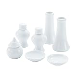 神棚の里 お供えに必要なものがそろった シンプルできれいな白陶器7点 神具セット 小 お供え 標準 水 米 塩 お神酒 榊立て 神具膳 神棚 祖霊舎 神徒壇 交換