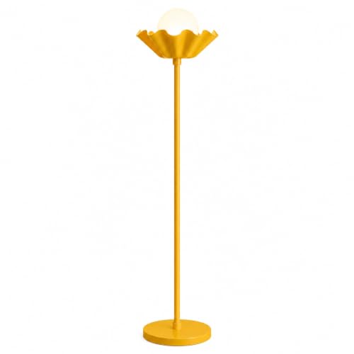 Image of Metal Shade Wooden Tripod Floor Lamp for Living Room, Living Room Corner, Bedroom, Home, Office, Interiors, Decor, Cinema. (Yellow with Ball)