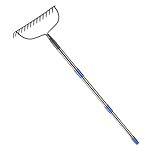 Harrms 14 Tines Bow Rake Heavy Duty, 152cm Stainless Steel Garden Rake for Soil Preparation & Leveling, Adjustable Long Handle Yard Rake with Non-Slip Grip for Efficient Landscaping, Silver