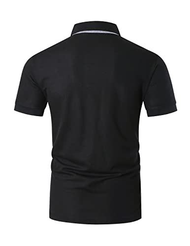 Image of GHYUGR Men's Polo Shirts Short Sleeve Slim Fit Polo Casual Plaid Splice T-Shirts
