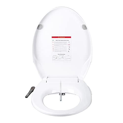 Uni-Green Manual Bidet Toilet Seat, White with Quiet-Close Lid&Seat, Non-Electronic,Dual Nozzles for Rear&Feminine Spray. (Elongated)