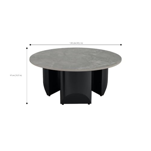 Image of Wakefit Kopi Coffee Table I Marble Finish I Vitrified Tile Top I Omani Grey