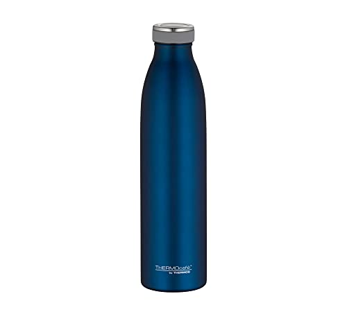 THERMOcafé by THERMOS TC BOTTLE saphire blue mat 0,75l, Isolierflasche aus Edelstahl, kohlensäurefest, 12h heiß 24h kalt, Auslaufsicher, für Schule, Unterwegs & Büro