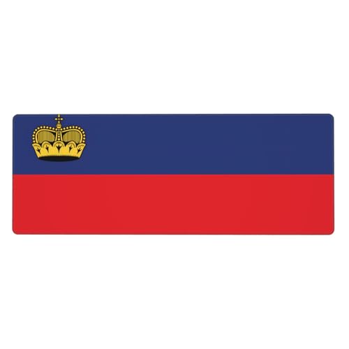 Tapis de clavier en caoutchouc 30,5 x 80 cm Motif drapeau YUGTAEE du Liechtenstein doux et épais pour protéger le bureau pour bureau