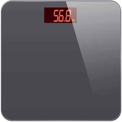 Pèse-personne électronique numérique pour salle de bain 180 kg avec affichage LED rouge Gestion du poids Gris foncé Cover